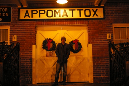 In front of the train station in Appomattox, Virginia
